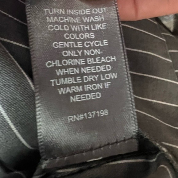 Marled Reunited Blouse Size Med Gray with White Stripes Cuffed Wrists Blouse NEW - Picture 5 of 13